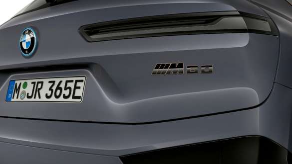 BMW iX M60 i20 2022 electric SUV BMW Individual Storm Bay metallic M badge rear