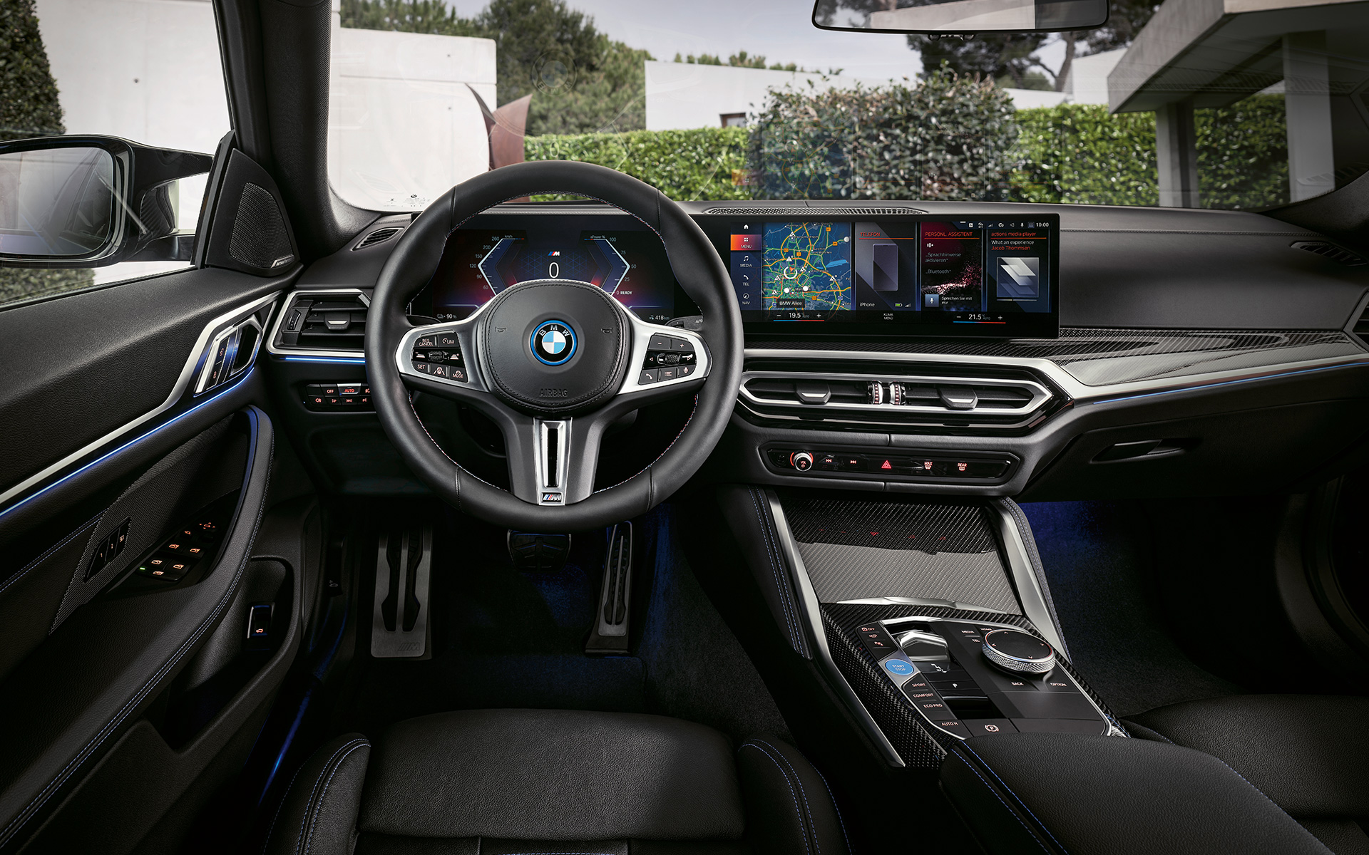 BMW i4 M50 G26 2021 interior, cockpit, instrument panel and centre console