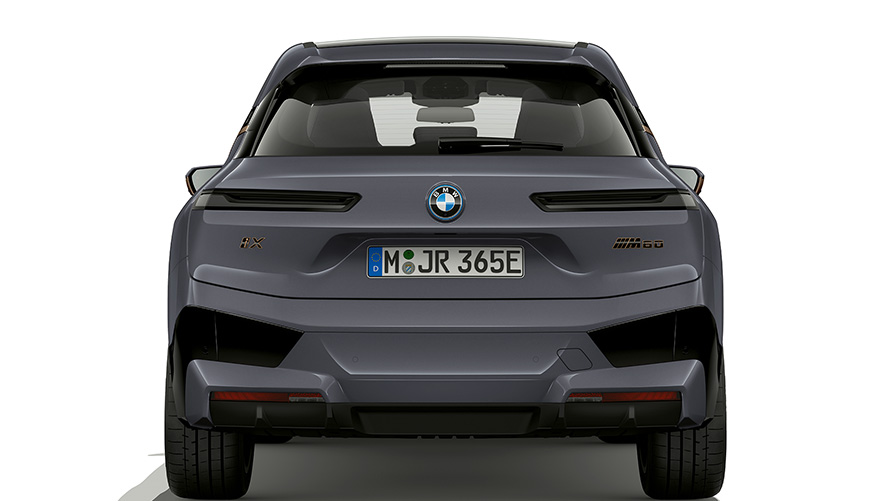 BMW iX M60 i20 2022 electric SUV BMW Individual Storm Bay metallic rear view lights Shadow Line