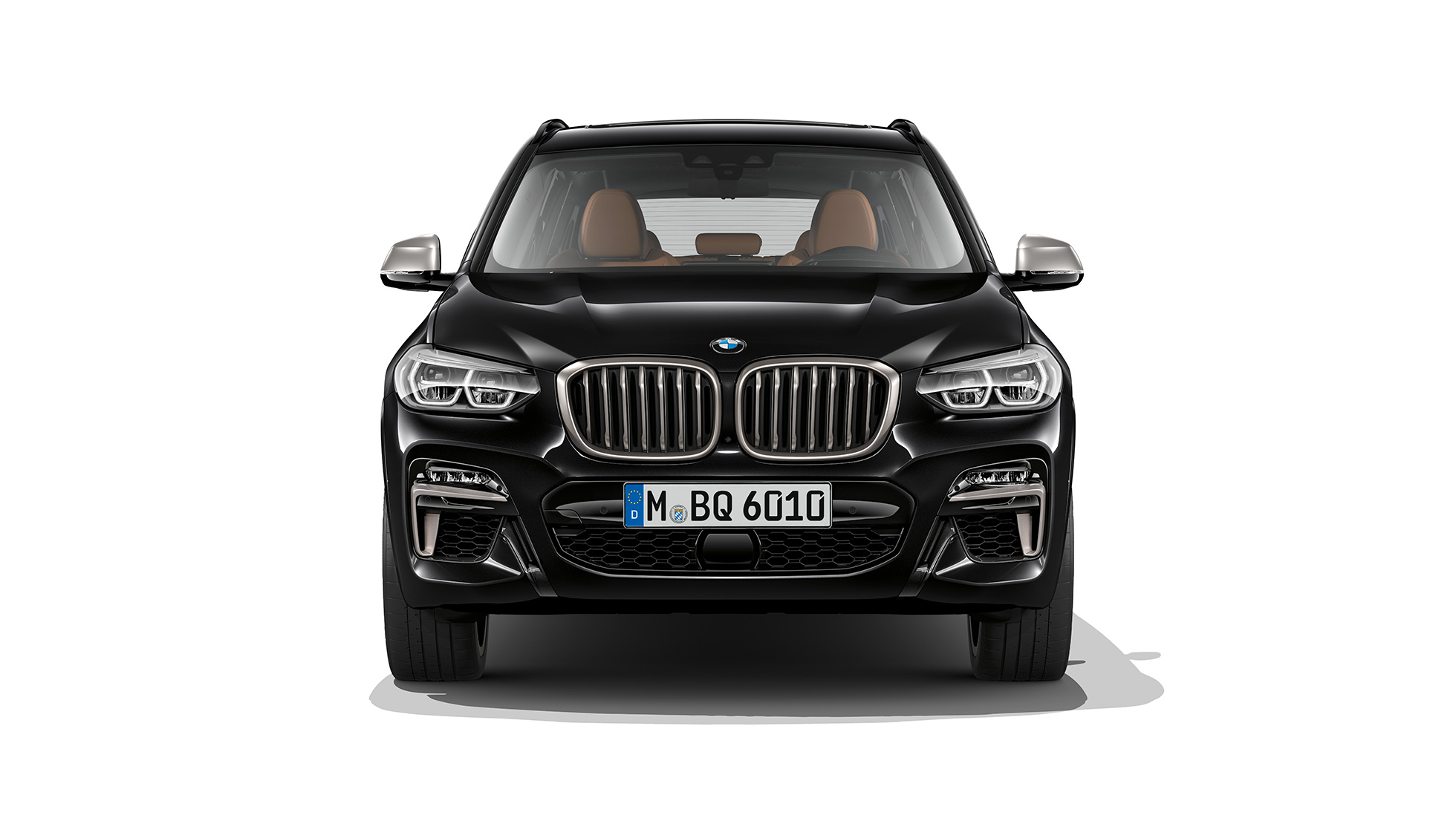 BMW X3 M40i, front view. BMW X3 M40i in Black Sapphire metallic, exterior, front view.
