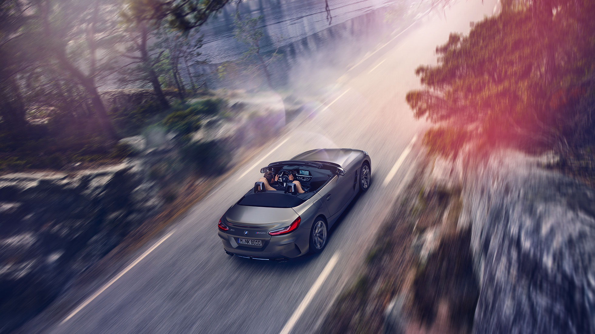 The new BMW Z4 from above Grey the new BMW Z4 on the move from above