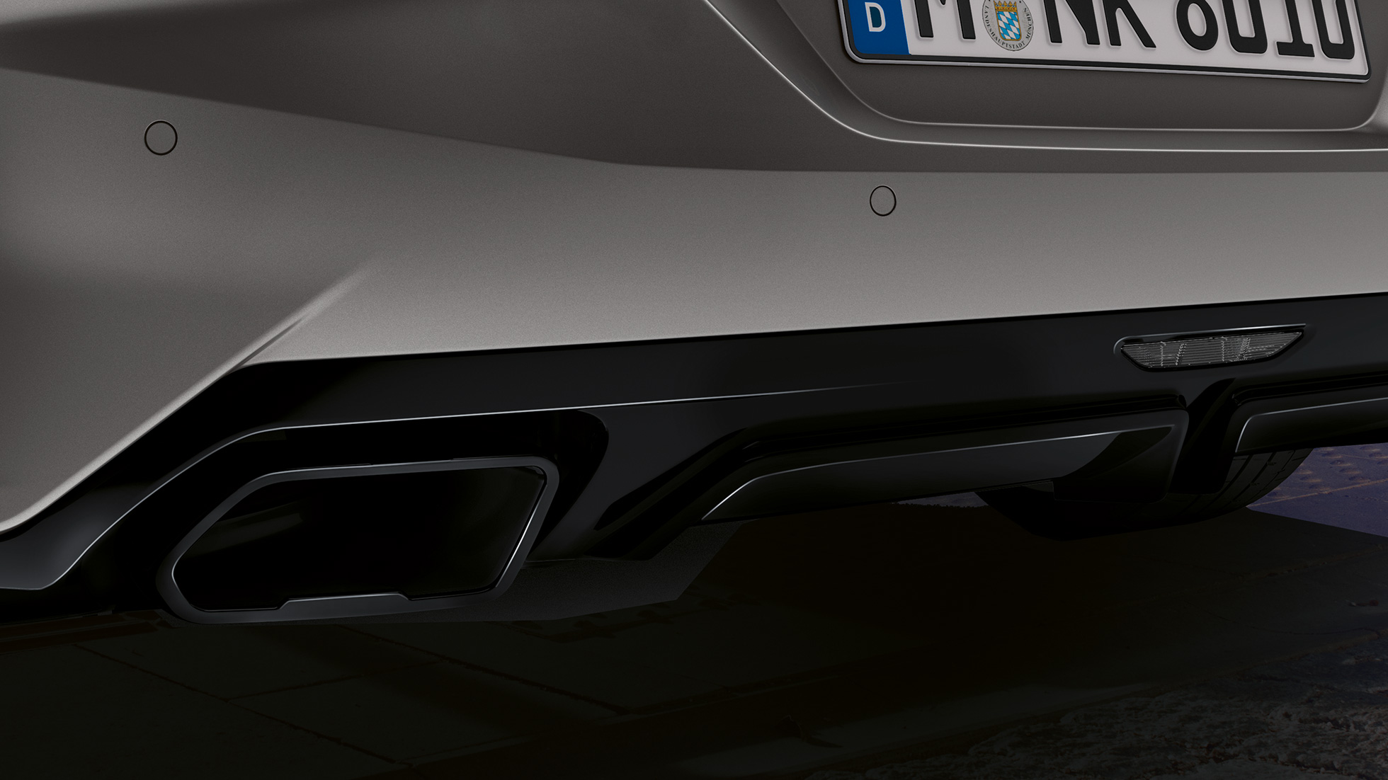 The new BMW Z4 exhaust pipe finishers Exhaust pipe finishers of a grey the new BMW Z4